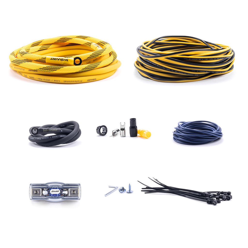 SWAT PAC-P4CU набор проводов для подключения 4х кан. усилителя, 4Ga, МЕДЬ