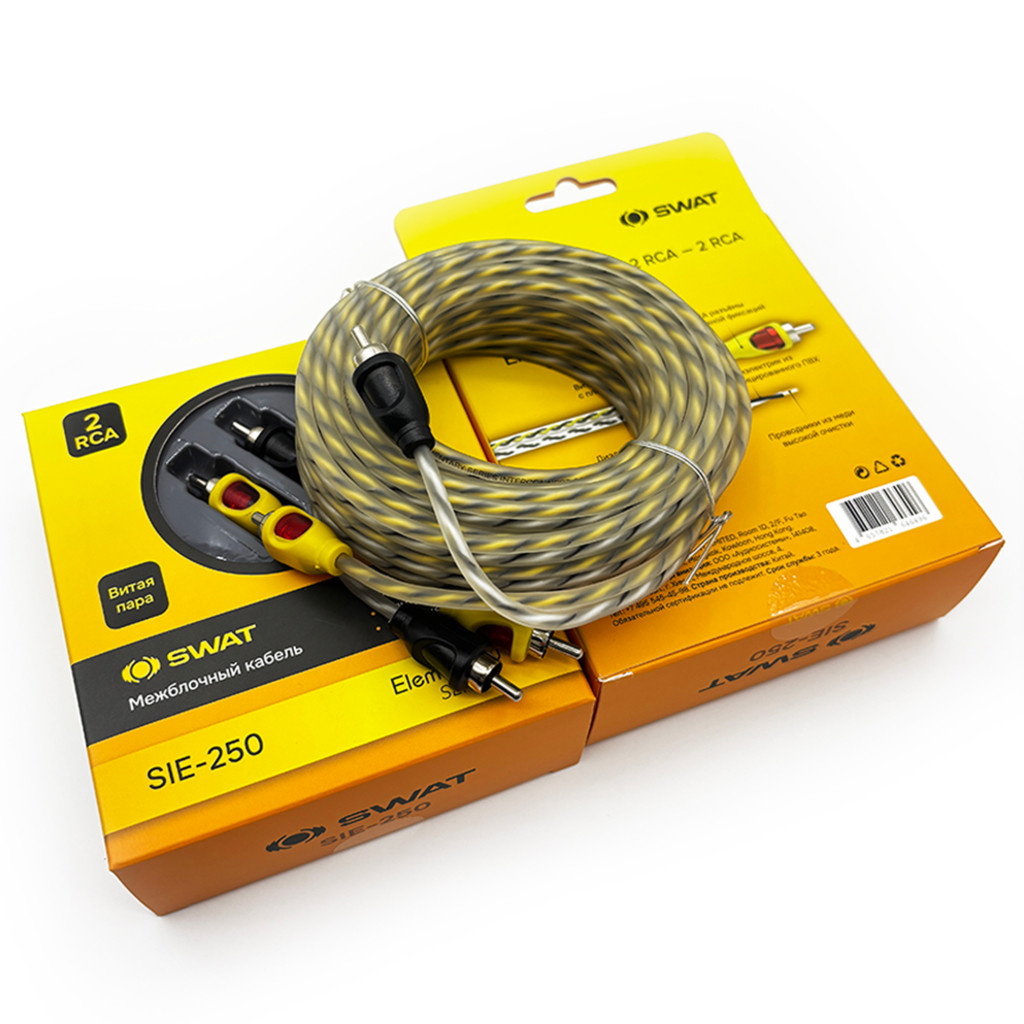 SWAT SIE-250 межблочный кабель 2RCA-2RCA, 5.0 метров, витая пара, медь
