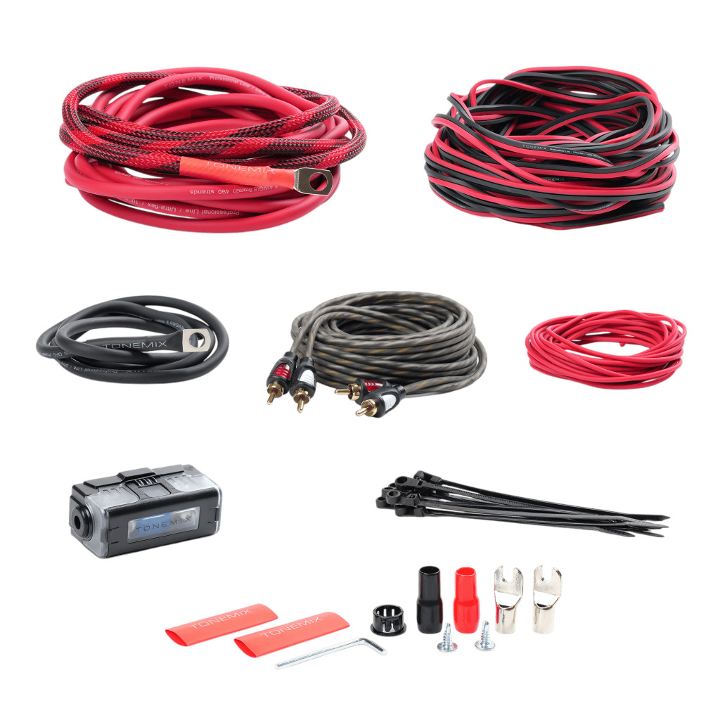 Tonemix PAC-T8CU набор проводов для подключения 2х кан. усилителя, 8Ga, МЕДЬ