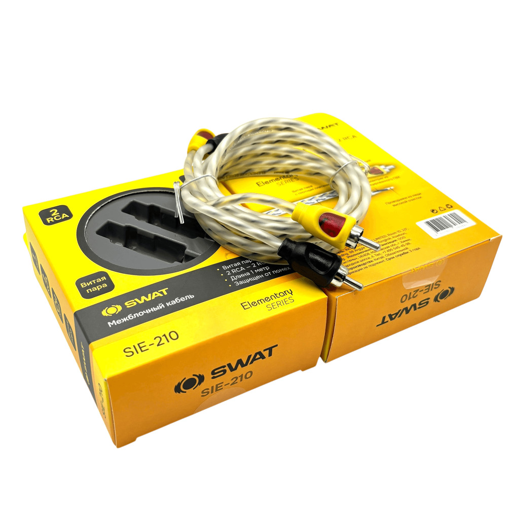 SWAT SIE-210 межблочный кабель 2RCA-2RCA, 1.0 метров, витая пара, медь