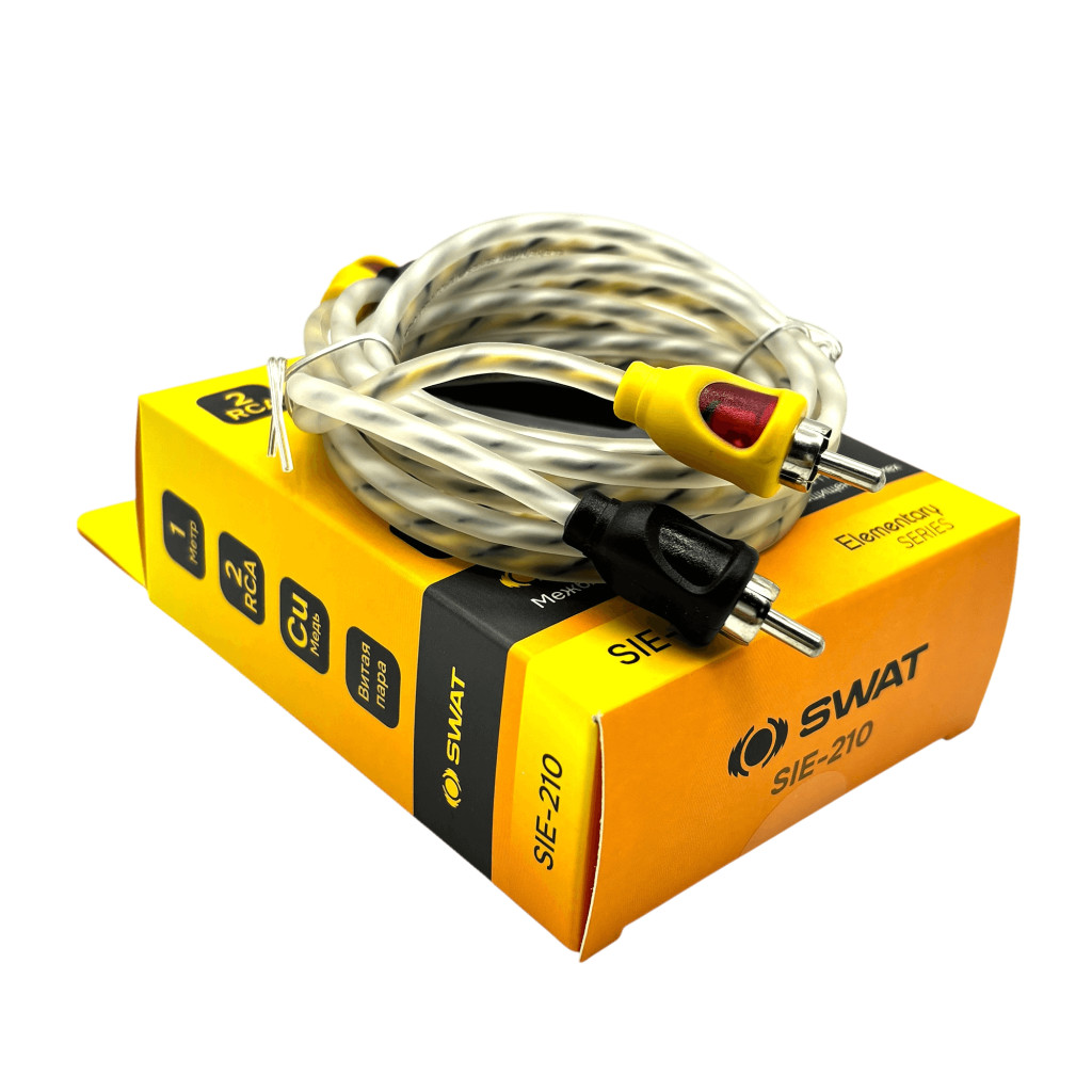 SWAT SIE-210 межблочный кабель 2RCA-2RCA, 1.0 метров, витая пара, медь