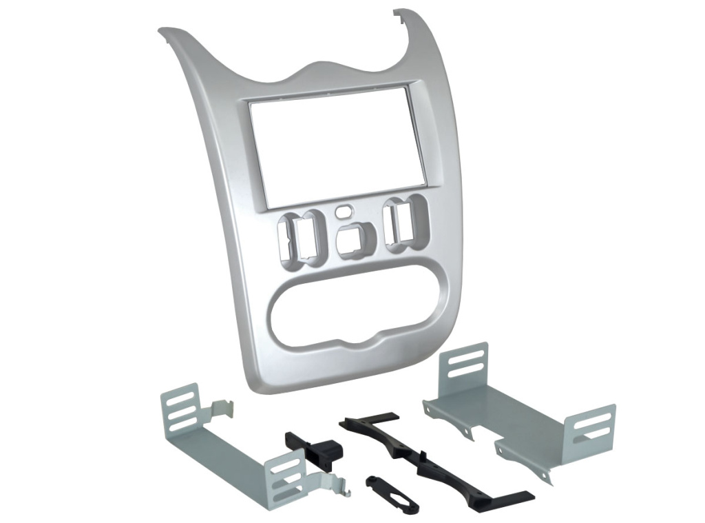 Рамка  RENAULT Logan 10-14, Sandero 09-14, LADA Largus 12-21 2din  Silver