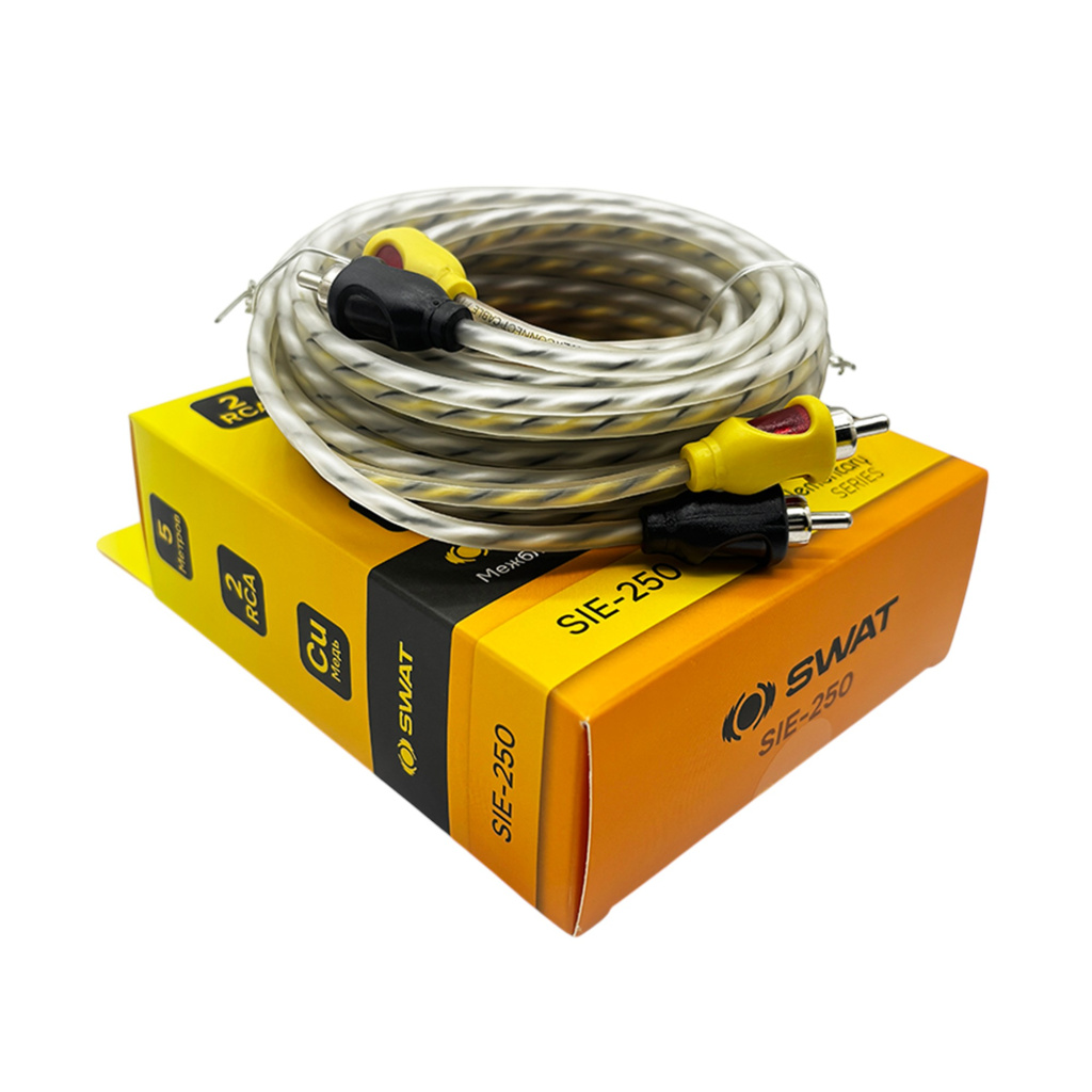 SWAT SIE-250 межблочный кабель 2RCA-2RCA, 5.0 метров, витая пара, медь