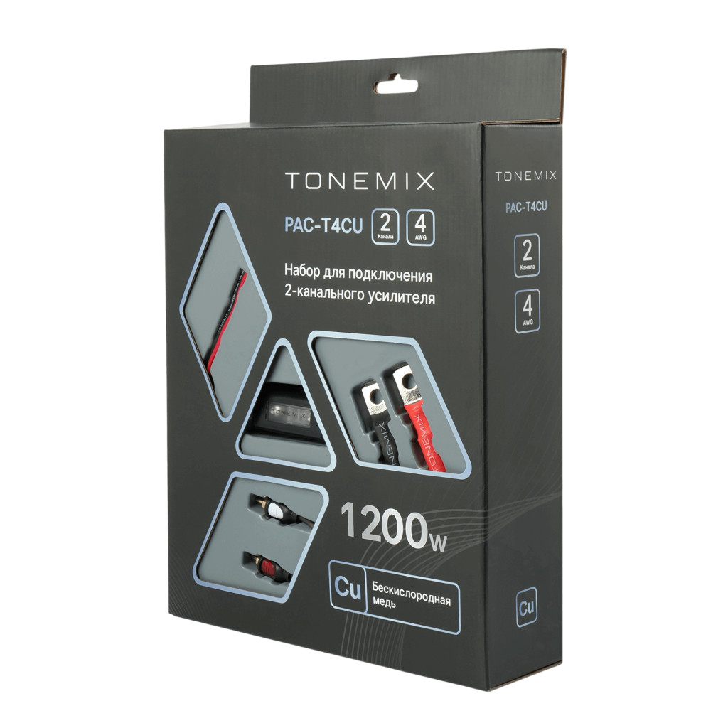 Tonemix PAC-T4CU набор проводов для подключения 2х кан. усилителя, 4Ga, МЕДЬ