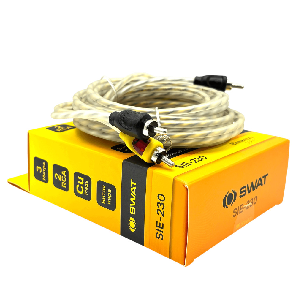 SWAT SIE-230 межблочный кабель 2RCA-2RCA, 3.0 метра, витая пара, медь