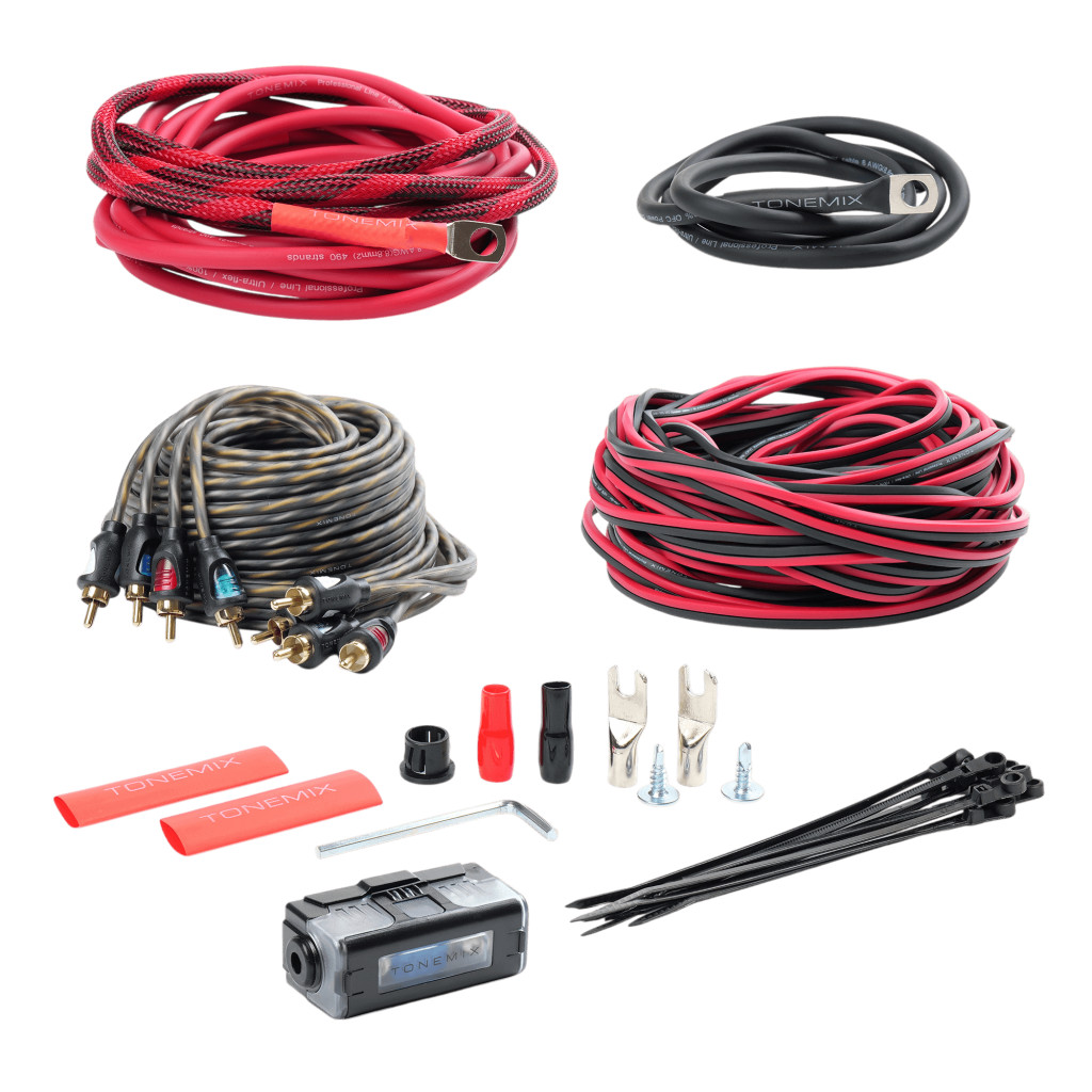Tonemix PAC-F8CU набор проводов для подключения 4х кан. усилителя, 8Ga, МЕДЬ