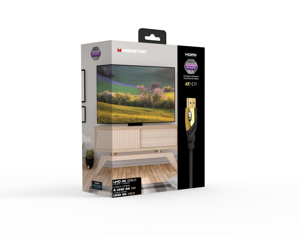 Monster Cable Essentials, HDMI кабель, 4К, UHD, Ethernet, Gold, 10m