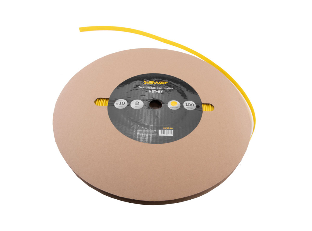трубка термоусадочная 8Ga, желтая, d10мм, 100м